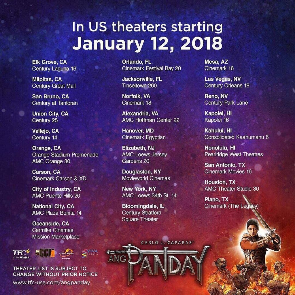 StarCinema's tweet photo. Sa mga Kapamilya at KaPANDAY natin sa US, simula January 12 mapapanood niyo na ang #AngPanday! π‘ #AngPanday2017 #AngPandayMMFF #AngPanday2ndBlockusterWeek naman na dito sa Pinas! https://t.co/OQ0mAt1gyx