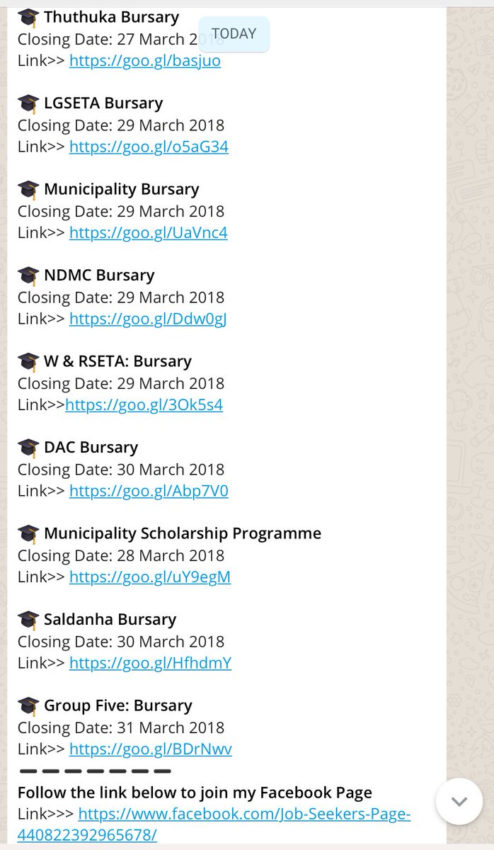onehueman's tweet image. RT this list of bursaries #MatricResults2017