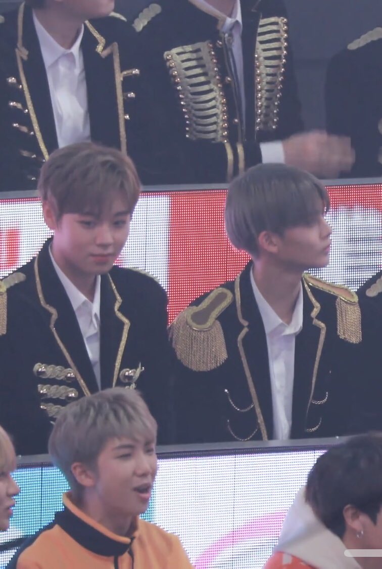 Park Jihoon Taehyung's no.1 fanboy who can't take his eyes off of him. He becomes so flustered when he sees Taehyung and looks up to the older idol. Please let them interact.