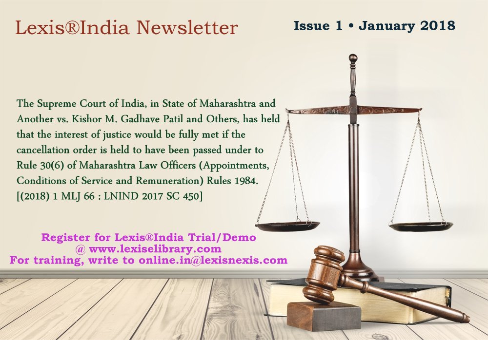 LexisNexisIndia's tweet photo. Read the latest updates from the legal world @ https://t.co/PCP79CKtaN

Register for Lexis®India to get such updates regularly @ https://t.co/qNWhA7gLRs

#LexisNexisIndia #LexisNexis #LexisIndia #LegalUpdates #LawUpdates #LegalNews #LawNews #LegislationUpdates #LandmarkJudgements https://t.co/CZSoiYyqfY