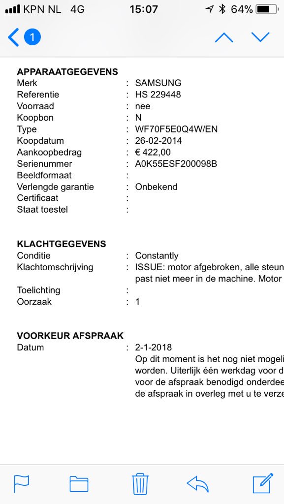 HellenB's tweet photo. @Samsung_NL Ik hoop dat je hier iets mee kunt. Duurt namelijk nu wel erg lang. Twee weken voor een gezin van 4 personen is eigenlijk niet te doen..... https://t.co/0cWMeembWg