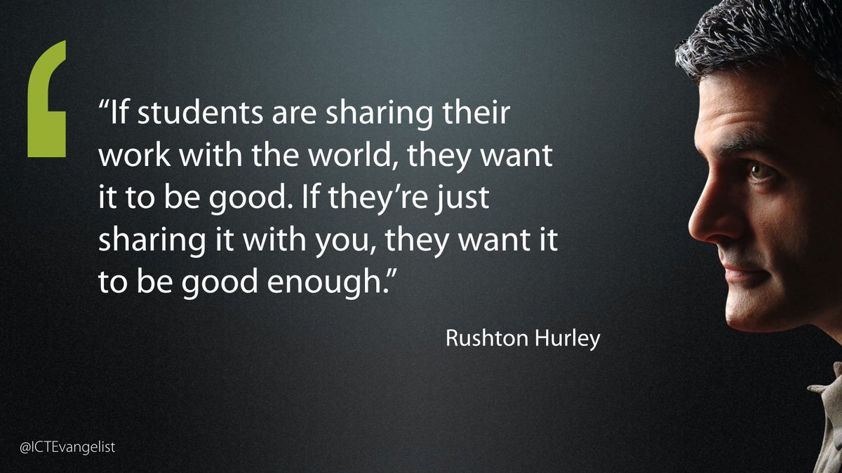 ICTEvangelist's tweet photo. “If students are sharing their work with the world, they want it to be good. If they’re just sharing it with you, they want it to be good enough.” #edconfbsa https://t.co/IPXDuca8NY