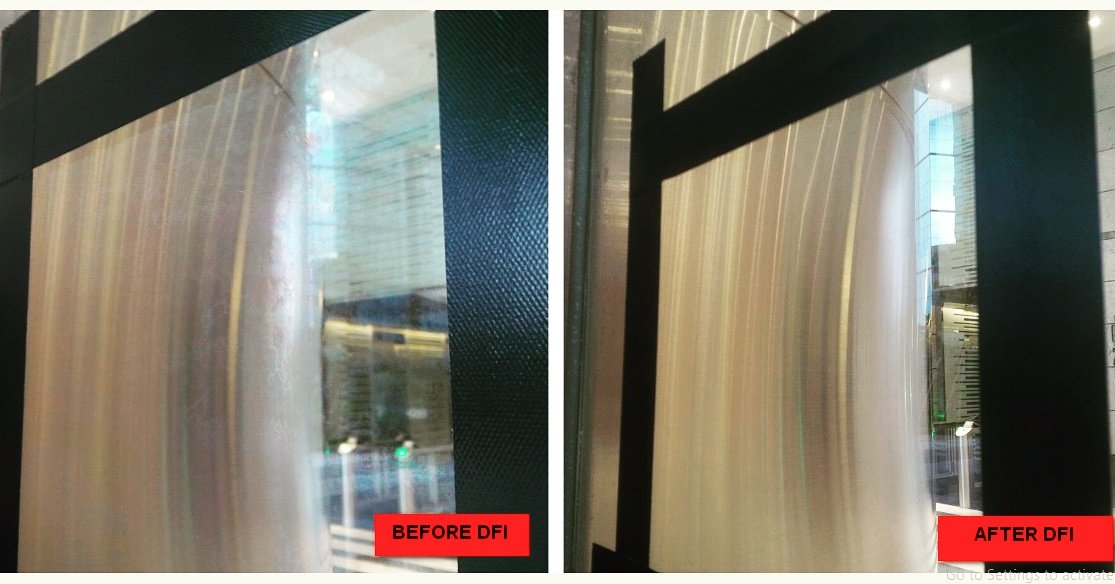 DFI_SEA's tweet photo. Perbedaan kaca sebelum restorasi (kiri) dan setelah restorasi dengan DFI,noda pelangi memudar dan menjadikan kaca tampak seperti baru. 
Difference of glass before restoration (left) and after restoration (right), the "rainbow" stain is fade away and makes glass looks like new. https://t.co/duchMjCFV6