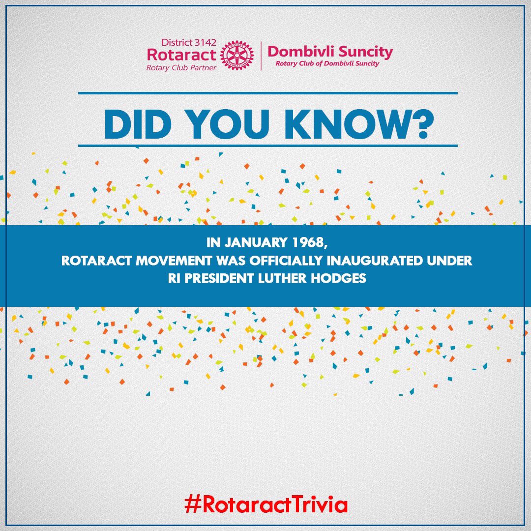 rotaractsuncity's tweet photo. Did you know the RI President who inaugurated the Rotaract Movement back then?
#Rotaract #rotary #didyouknow #Facts #Trivia #RotaractTrivia #RotaractSuncity https://t.co/3ISqCL0QRH