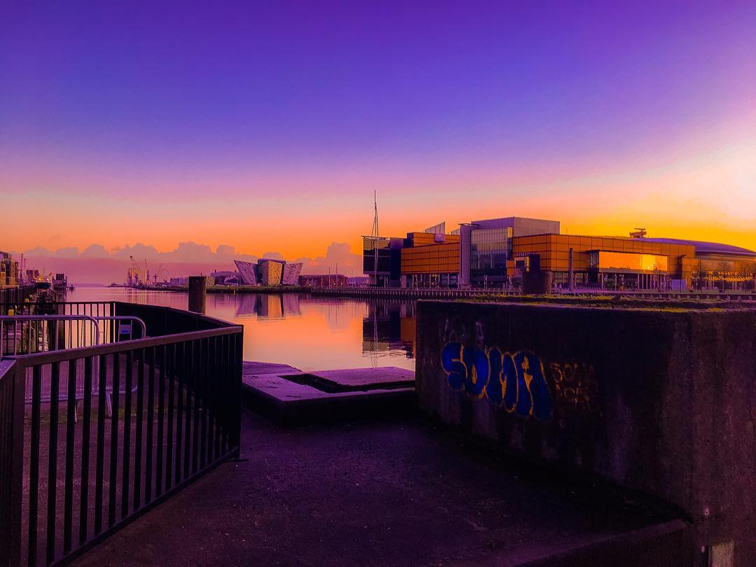 VisitBelfast's tweet photo. A new perspective and a beautiful sky bring Belfast's Titanic Quarter
to life.

📷/IG: sara_discovers_irlanda https://t.co/VSEYC74FOK