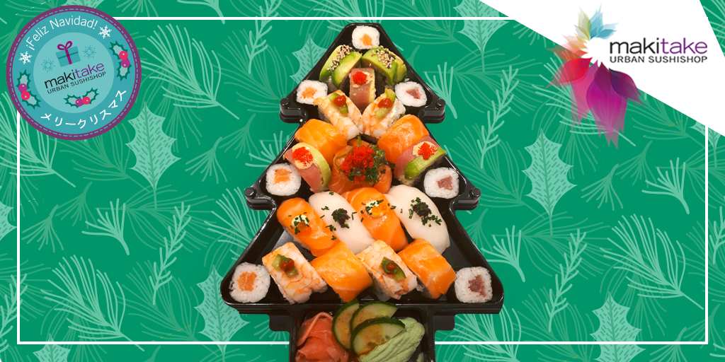 Makitakesushi's tweet photo. No dejes que acabe la #Navidad sin probar nuestra #NaviBox. ¡Estará disponible por encargo hasta el día 7! 🎄 https://t.co/MEBUPhSMAd #BandejadeSushi https://t.co/iFMxfs0Xmp