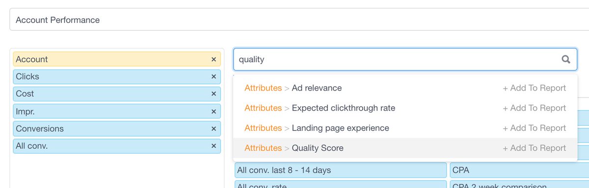 PPCrobot's tweet image. In the spirit of the new year 🎉 I’d like to introduce you to the newest available metrics…  Quality Score!  Now you can view the QS on Account, Campaign, and Ad Group level. #newyearnew #PPCrobot