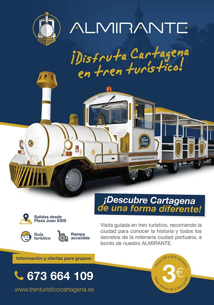 Descubre Cartagena de una forma diferente! Visita guiada en tren turístico, recorriendo la ciudad para conocer la historia y todos los secretos de la milenaria ciudad portuaria, a bordo de nuestro ALMIRANTE.
