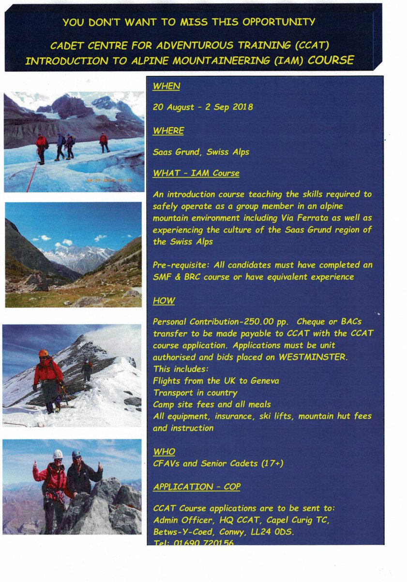 Do you want to learn mountain skills in an Alpine enviroment in Switzerland.  CCAT is running an Introduction to Alpine Mountaineering course (IAM) this summer in the the Saas Grund region of the Swiss Alps.  See attached poster for more information
