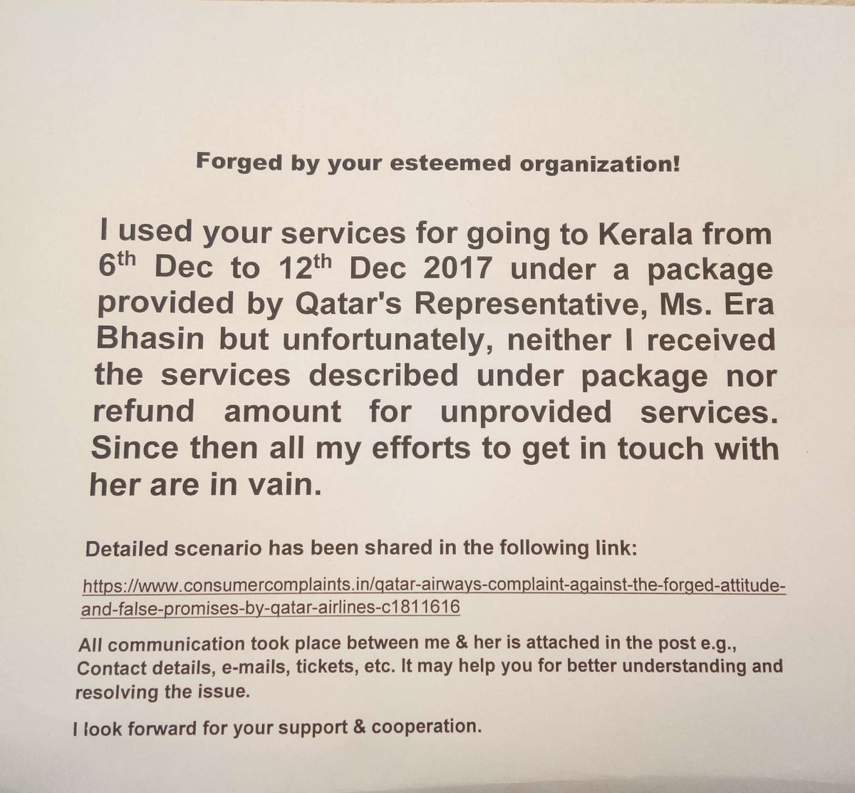 sachdevakushal's tweet photo. @AkbarAlBaker 
@HIAQatar
@qatarairways
Forged by your esteemed organization!

Details scenario has been shared in the following link:
https://t.co/RlwlIADWQU https://t.co/J3vMXXHOeX