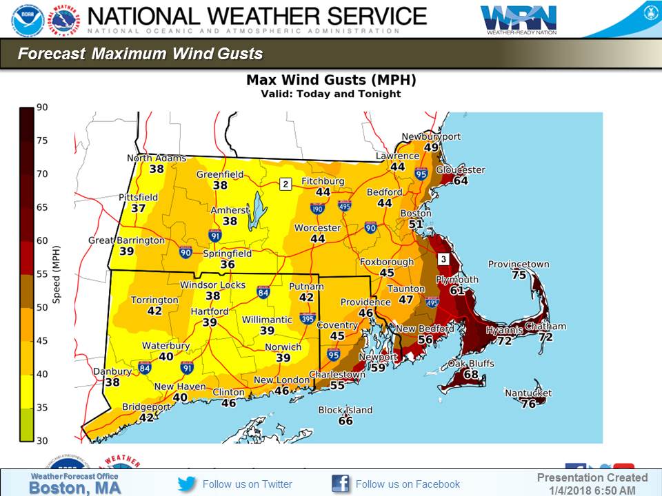 NWS Boston on Twitter "[WIND] Increasing; strong to damaging esp along