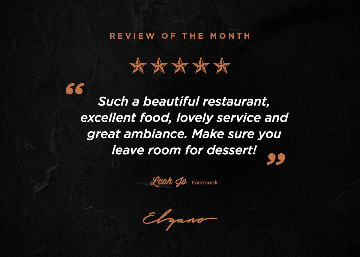 ElganoItalian's tweet photo. A Special Thank You To Leah Jo who gave us this glowing review. We hope you can come visit us again soon! Grazie, Diolch Yn Fawr, Thank you!
#ReviewOfTheMonth #Elgano #ItalianRestaurant #Cardiff https://t.co/8KuU1PGKHw