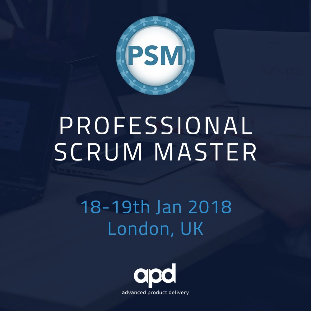 apd_coach's tweet photo. We're in London on 18th January sharing our @Scrum.Org PSM Training Course. A brilliant course for Scrum Masters and anyone supporting a software development team. Book your spot now: https://t.co/Ipe04EGeei  #Scrum #PSM #London #TrainingCourse https://t.co/PbSW1fmmKP