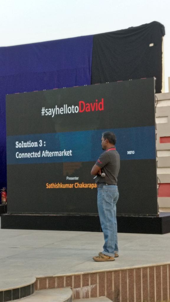 itsmeSSP's tweet photo. Next come our Sathish from @tech_mahindra to present on #ConnectedAftermarkets  #Manufacturing
Digital evening here at @tech_mahindra #Chennai campus 
#sayhellotoDAVID
@C_P_Gurnani @alokep @Sriramk_TechM @CTL_TechM https://t.co/1ppGdpjBsF
