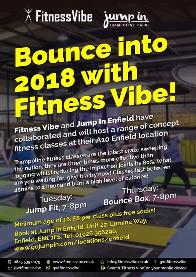 gwtfitnessvibe's tweet photo. ITS BRAND NEW AND YOUR INVITED
Launching week commencing 15th January. Only limited trampolines available. Book yours now! #Bounce  #trampoline #Enfield #exercise https://t.co/TNazCCEaWO