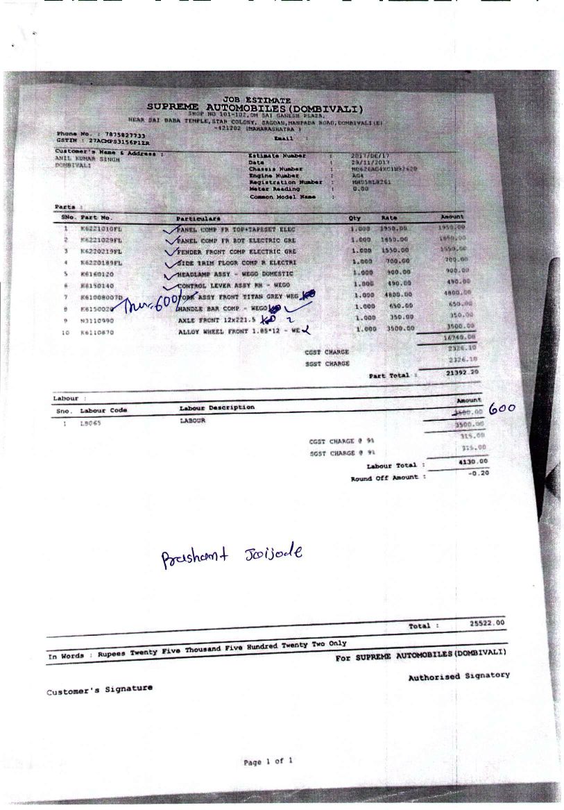 anchalsingh30's tweet image. @HDFCERGOGIC how come your surveyor approves all these parts and fails to mention on many occasions that the complete cost won't be refunded....no after processing the refund says it was but obvious...is the customer stupid to put his trust in you #insuranceloot #hdfc