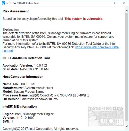 majorgeeks's tweet photo. Intel-SA-00086 Detection Tool can detect if your computer is vulnerable to the Intel processor vulnerability known as INTEL-SA-00086. https://t.co/6YE6895exI
#intelbug #Intel #IntelChip #IntelCPUbug #Security #infosec #Networking #Network #IT #Hardware https://t.co/VODrkcKbTP