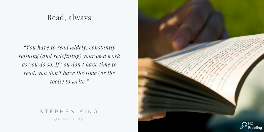 HdProofing's tweet photo. Read, write, sleep, repeat. #WritingWisdom part 7 from @StephenKing. Especially good advice for these long winter nights! #readalways #bookworm #writing #thursdaythoughts https://t.co/5DHvYdw7pC