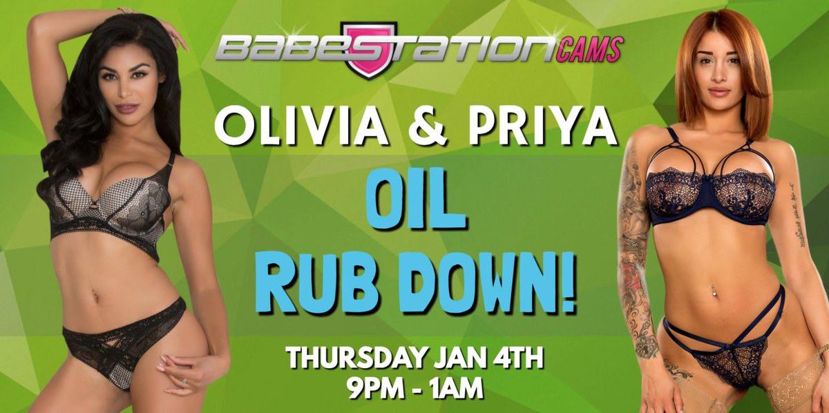 Who: @Priya_Y &amp; @OliviaBerzinc  😍 

What: Oil Rub Down! 💦 💦 💦 

When: Tonight from 9pm - 1am! ⏰ 

Where: https://t.co/NvkNIc50JG 📱 https://t.co/ZXkjnd1PAl