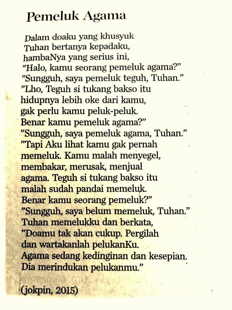 Fadjroel Rachman בטוויטר Pemeluk Agama Joko Pinurbo