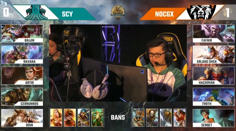 SmiteSportsLA's tweet photo. Picks y Bans de la que puede ser la partida definitoria para @NocturnsGaming. El Lobo a un paso de entrar a los 4tos de final del SWC 2018. #GONOCTURNS. https://t.co/VkxCSp1Iu9. https://t.co/y0gtCpt2zl