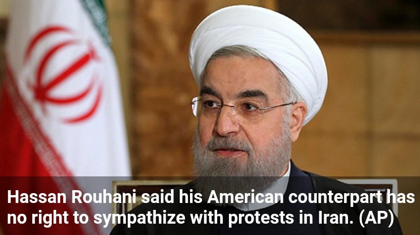 SierraWhiskee's tweet photo. Appears Rouhani fails to remember @realDonaldTrump lives in #AMERICA and he is able to feel, say and do what he wants! 
#LandOfTheFREE

#Rouhani hits back at #Trump saying he has no right to sympathize with protesters.
https://t.co/58q3tGXZKR https://t.co/GKzp8BvfJq