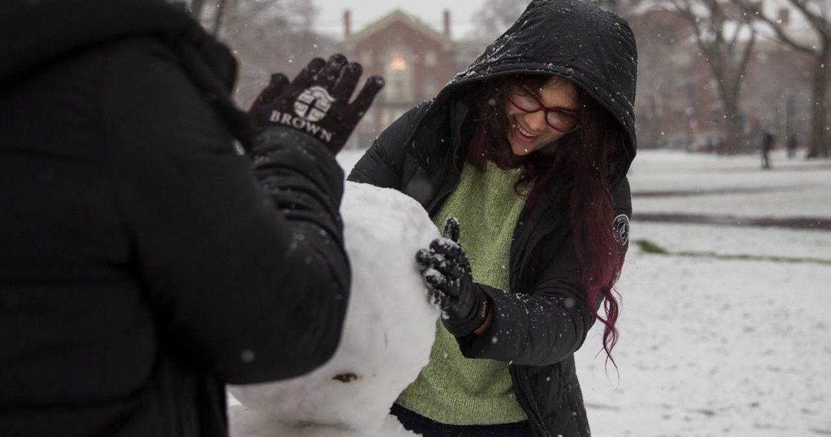 steakyle's tweet photo. My first snowman -- from Puerto Rico to Brown. Doris Candelaria, a visiting student from the University of Puerto Rico, recounts her first ever snow day. - https://t.co/yARzpfrZbc https://t.co/dyHXJJ0sXL