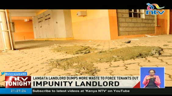 ntvkenya's tweet photo. Nairobi County government has called for the arrest of the landlord who had human waste poured at the compound of tenants. #NTVTonight https://t.co/2V0KNqkx6u