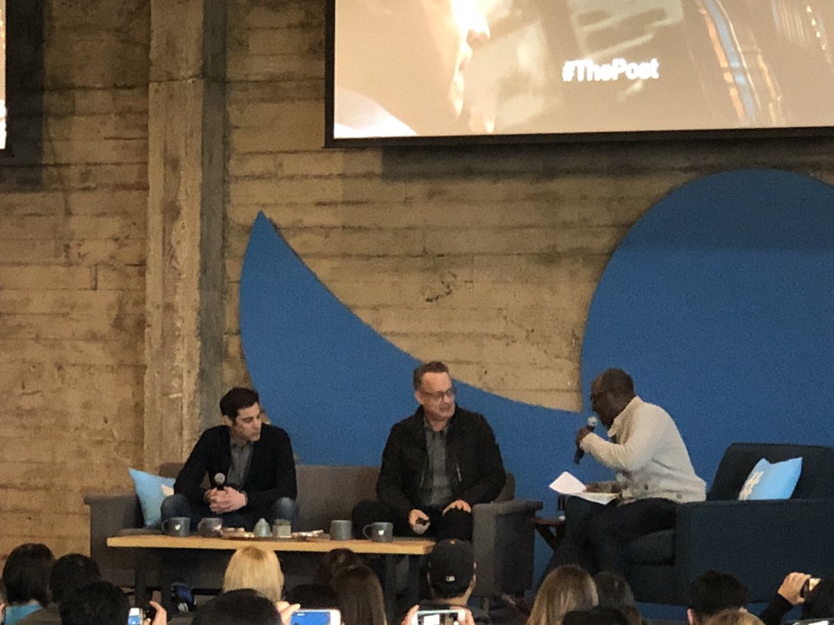 Candi's tweet image. Timely conversation @TwitterSF about the #ThePost with @tomhanks +#JoshSinger + @KayMadati