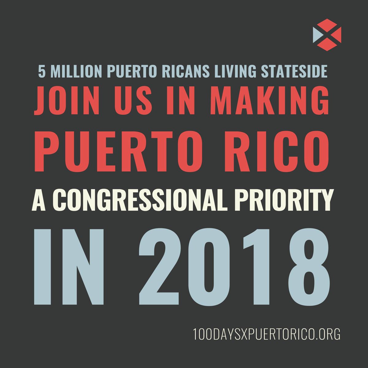 100daysXPUR's tweet photo. Happy New Year! To everyone except the U.S. citizens of #PuertoRico who continue to be trapped by Congressional inaction. Will you help make Puerto Rico a Congressional priority in 2018? Here's how 👉🏽 https://t.co/t8fxw5aWI2 https://t.co/WvNFdIvpke