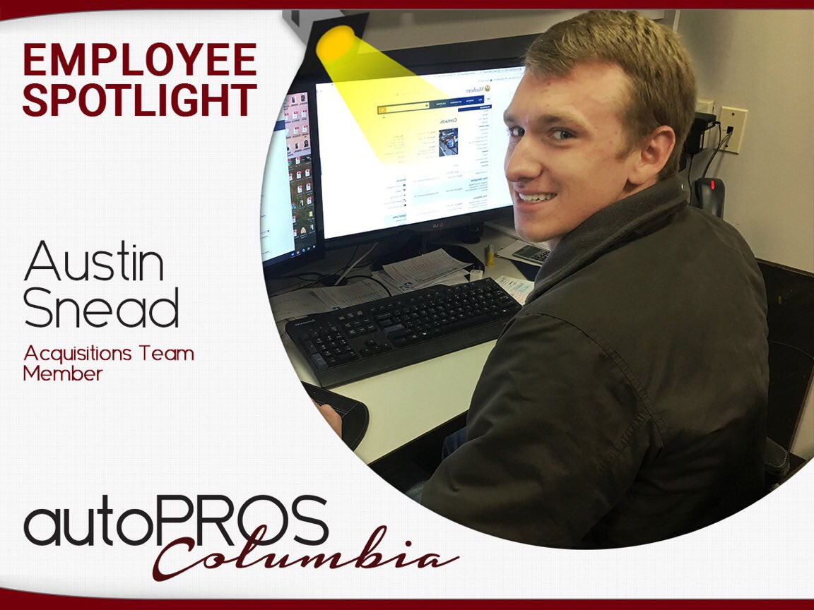 autoPROScola's tweet photo. Austin, our acquisitions team member, answered a few questions for the employee spotlight! Visit our FB page for the full interview! https://t.co/1OgmRB5We3