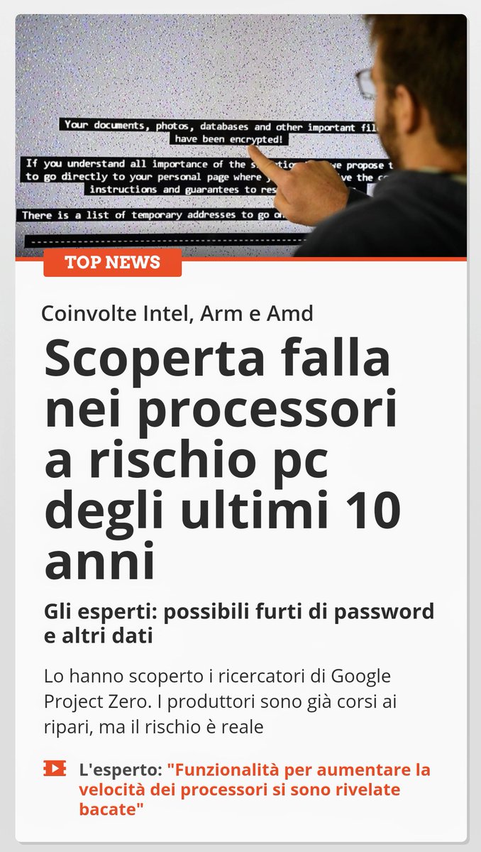 viperaviola's tweet photo. Qui il bug #IntelChip #AMD #ARM https://t.co/4DI19SzsaD. e qui Paolo Prinetto del @ConsorzioCINI spiega cosa succederà
https://t.co/iF1VuGT62d https://t.co/oeyVD8t7bN