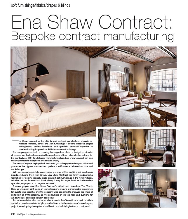 EnaShawContract's tweet photo. Delighted to have the Inside front cover of Hotel Specification International Architect &amp; Designer Series Annual publication. Read about us on page 236 #hotelspecification https://t.co/9HhQ6pVkLV