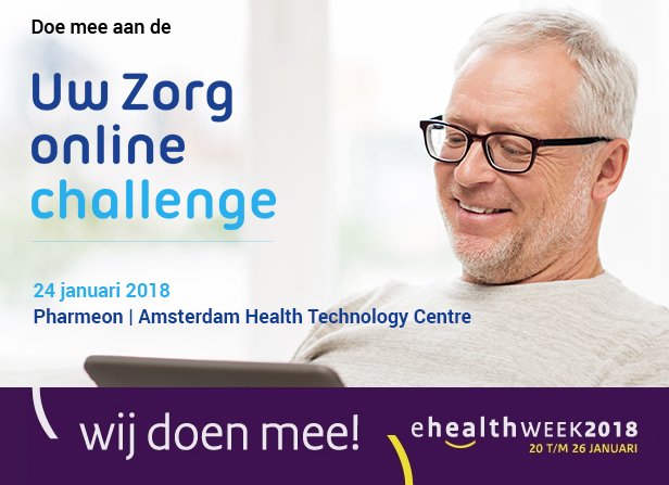 Trap het nieuwe jaar af met de Uw Zorg online challenge in de #eHealthweek. Doet u mee? #ehw18 #uwzorgonlineaward bit.ly/2qnu7YB