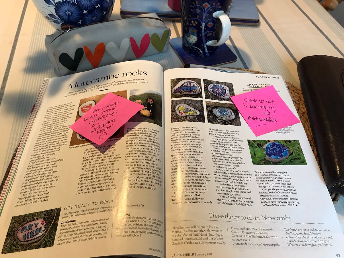 HouseWellspring's tweet photo. Excited to see  #RadcliffeRocks gets a mention in January’s @lancashirelife magazine. Happy #NewYear2018 and thanks @BuryCouncil @redfolio @BuryLibraries for helping us get this fab art for wellbeing project off the ground.  @TownCentresTeam @Healthwatchbury https://t.co/oPJzNlK29X