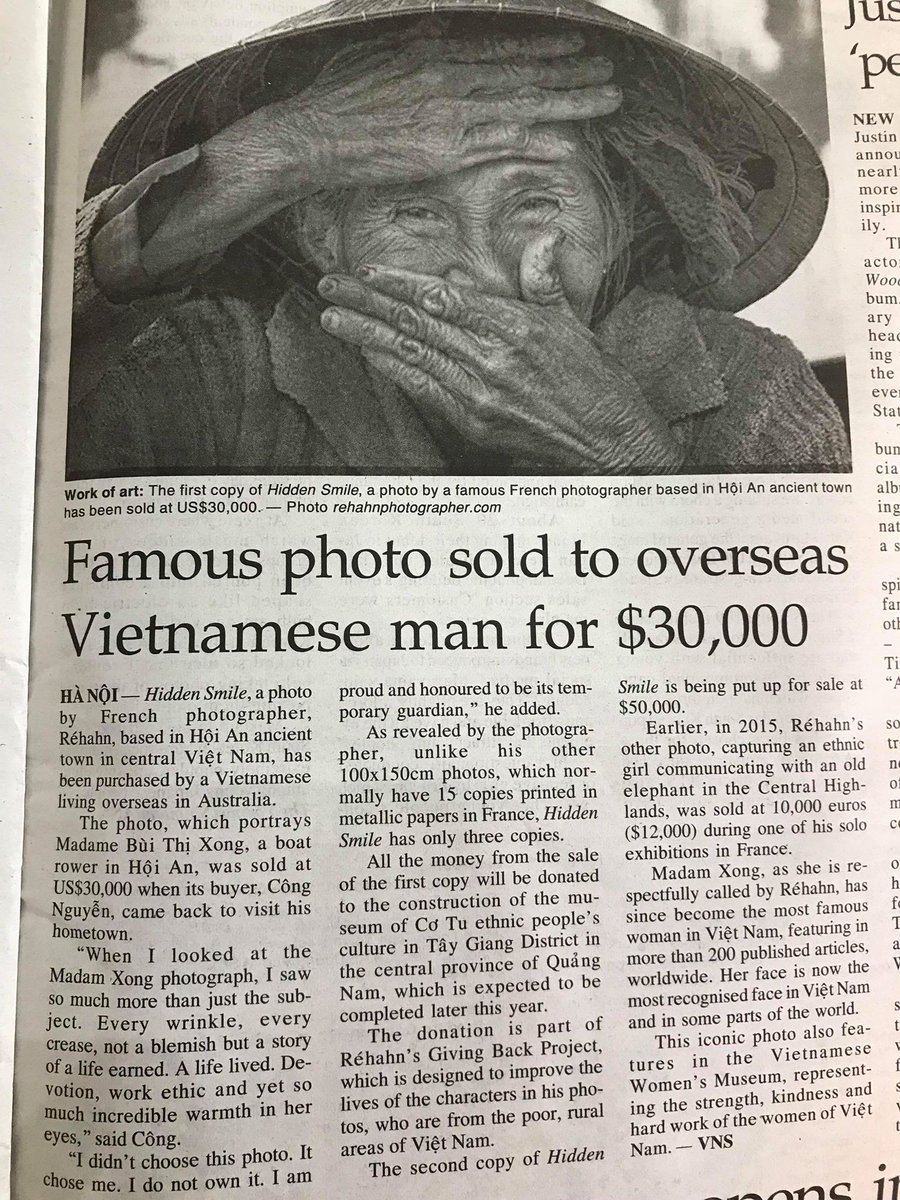HoianRehahn's tweet photo. Just sold the most expensive photo ever sold in Vietnam. Today in Vietnam News https://t.co/dDlGZ3pwRH