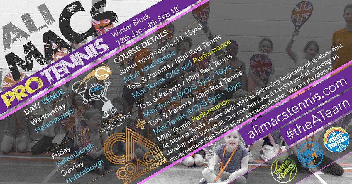 Welcome to 2018 with another epic 4 week block of indoor coaching with the legendary Alimacs Tennis Team in <a href="/tennisscotland/">Tennis Scotland</a> alimacstennis.com