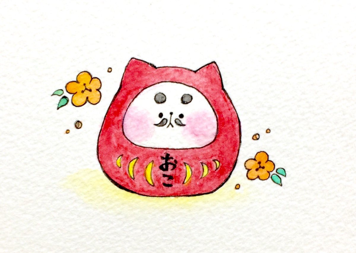 B5 手描きイラストプリント ねこ ひょっとこ面 キジ猫 ネコ 動物 可愛い 和風 提灯 楽しい 癒し 祭り 絵 花吹雪 経典ブランド 絵