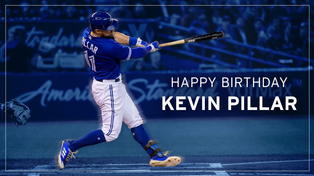 BlueJays's tweet photo. 🎈 Happy birthday to our super centre fielder, @KPILLAR4! 🎂
We can't wait for more jaw-dropping, run-saving, incredible catches! https://t.co/J1Ft8BBot5
