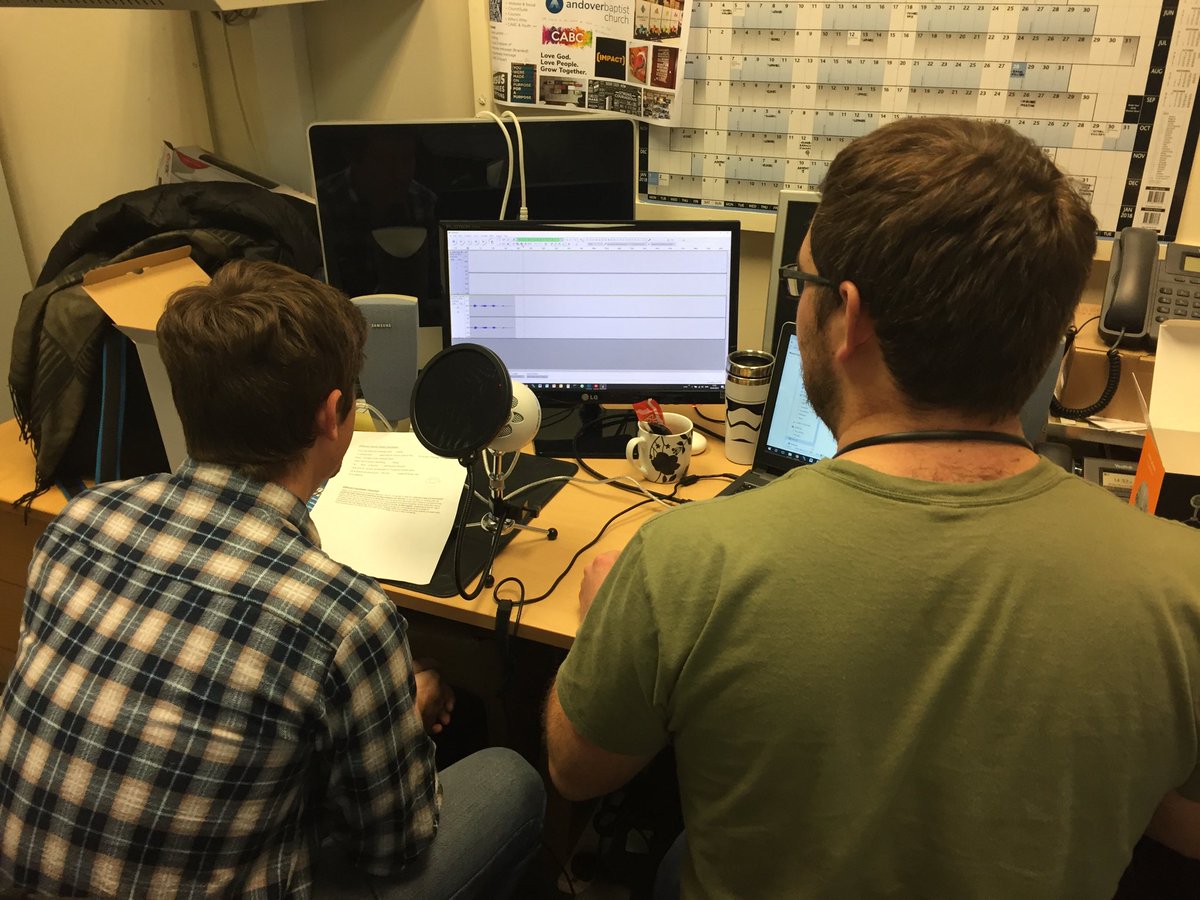 chrisdjporter's tweet photo. @hadfieldrob and @Choulsey doing a voice over recording in the office today for our new series video. Can’t wait to launch the series on Sunday morning at John Hanson school its going to be epic. #DifferentSeries @Andoverbaptist https://t.co/CwHDw1Jqmj