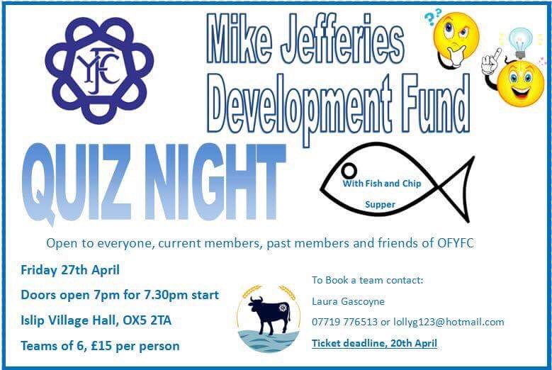 The Mike Jefferies Quiz is back for 2018! Get your thinking caps on and come along 🤓🤔 <a href="/OFYFC/">OxfordYoungFarmers</a>