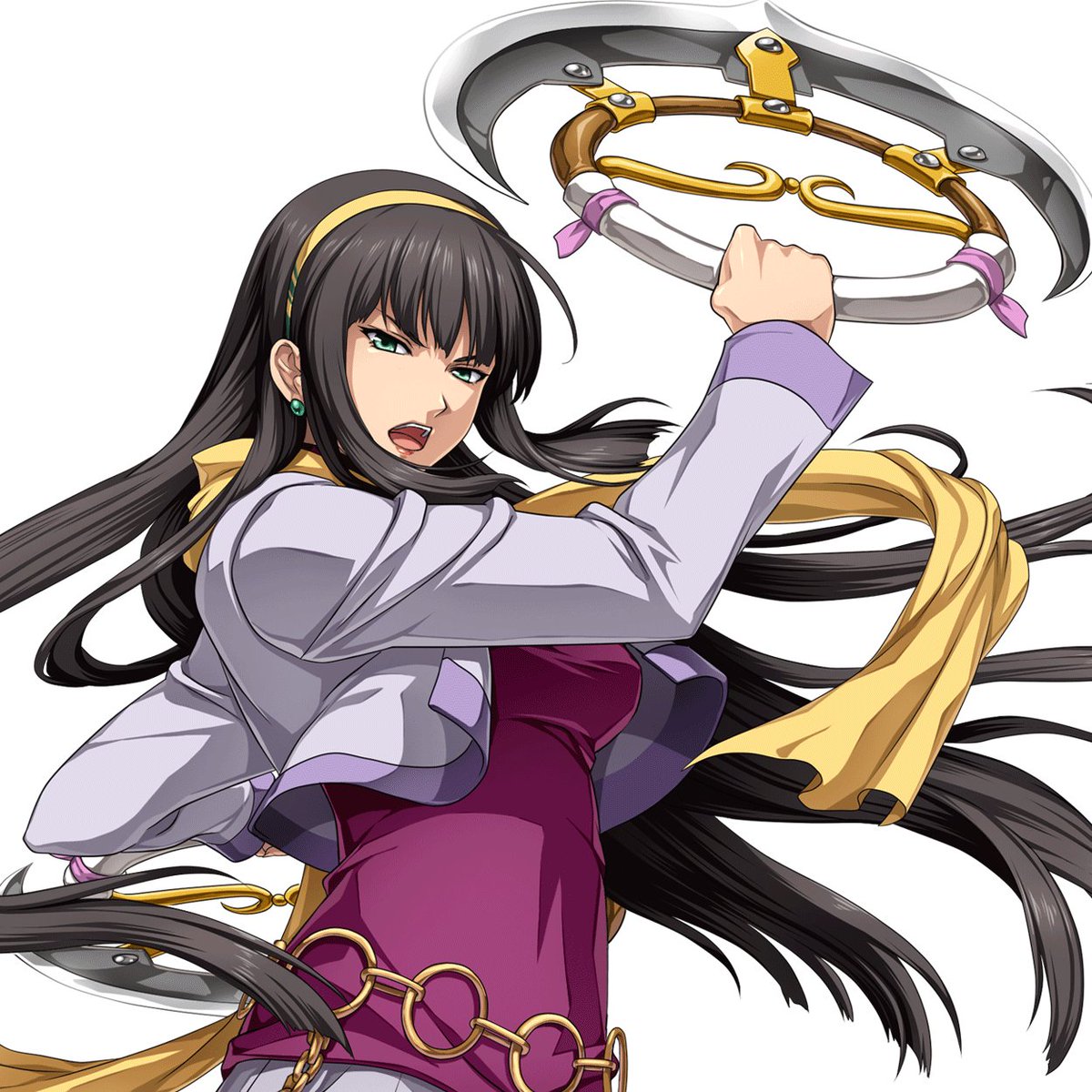 日本ファルコム Twitterren 英雄伝説 暁の軌跡 でプレイアブルキャラクター として登場のキリカ ロウランさん 古武術 泰斗流 の師範代であり 飛燕紅児 のあだ名でも呼ばれる暁の軌跡 でも偃月輪を自在に操り 戦いで大いに活躍してくれます 登場作品 空の軌跡