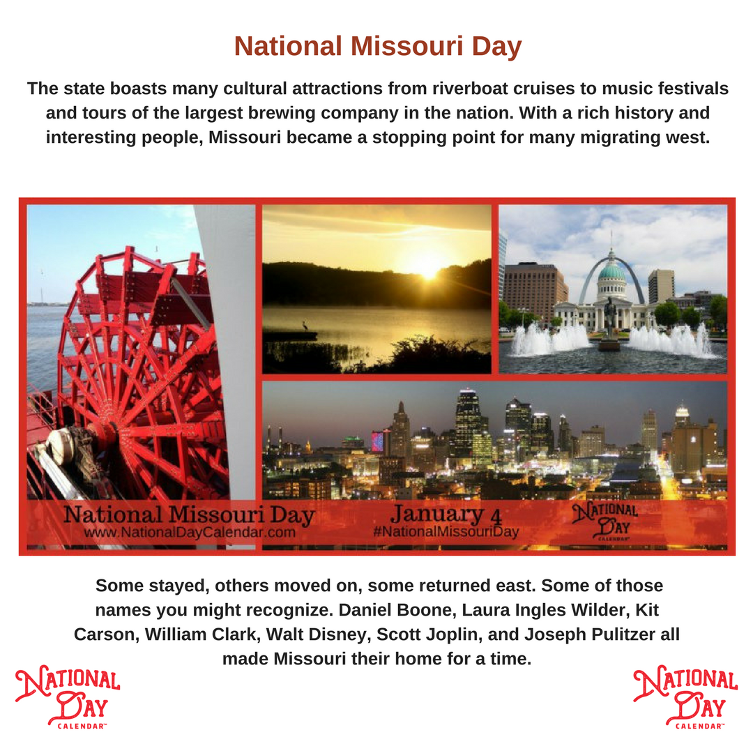 Known as the "Gateway to the West" or the "Show Me State" we introduce... #NationalMissouriDay so come enjoy all Missouri has to offer   ow.ly/wylC30hyHcC