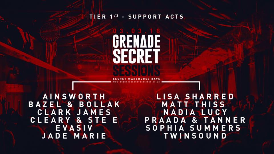 GrenadeEvents's tweet photo. So, our full #GrenadeSecretSessions line-up is out! Introducing our support line-up... (1/7) #Tech #Techno #Underground #House https://t.co/HqcidNKGTw