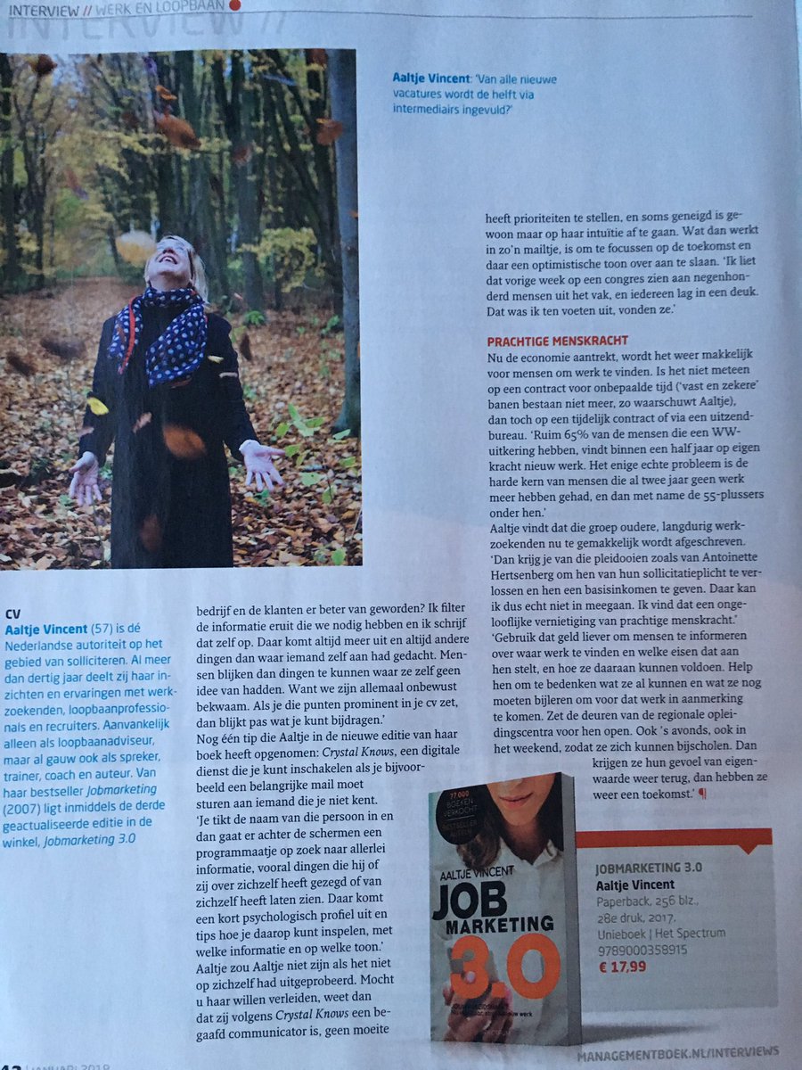 aaltjevincent's tweet photo. Leuke post vandaag: het papieren @Mgtboeknl Magazine over mijn nieuwste boek Jobmarketing 3.0 📙😀! #solliciteren #LinkedIn Tekst: @PierreSpaninks Hier online te lezen https://t.co/I1t7zj3uUp https://t.co/b54u8tRQqd