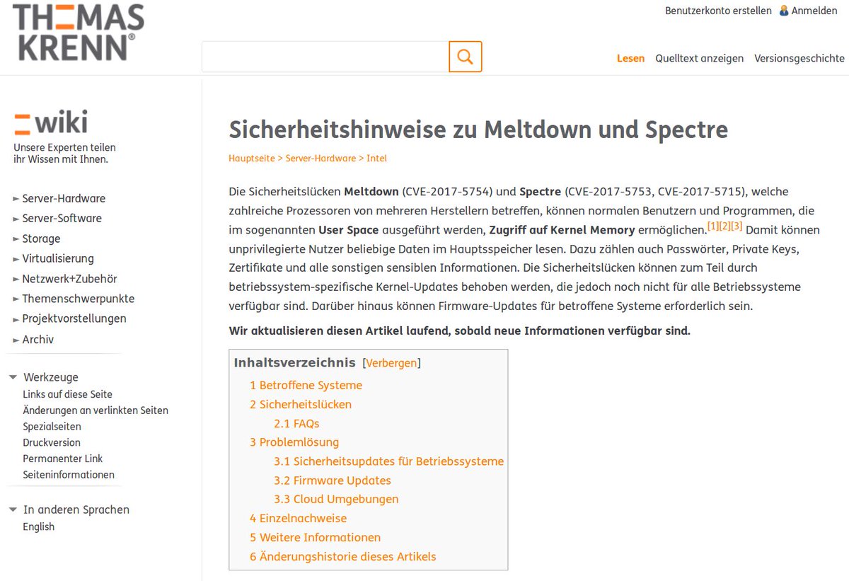 ThomasKrennAG's tweet photo. Informationen zu den ersten Sicherheitsupdates zu #meltdown und #spectre: https://t.co/8OxrnOWhhi #kpti #security https://t.co/rX2YLnzWks