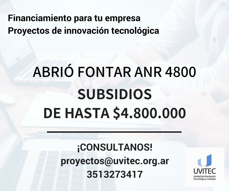 🗣️🗣️ ¡¡¡ATENCIÓN!!!! 💡Abrió el Fondo Tecnológico Argentino (FONTAR) para proyectos de innovación tecnológica. 

¡SUBSIDIOS DE HASTA 💲4.800.000!

Mirá este video y enterate de qué se trata ➡️➡️
bit.ly/FONTARUVITEC