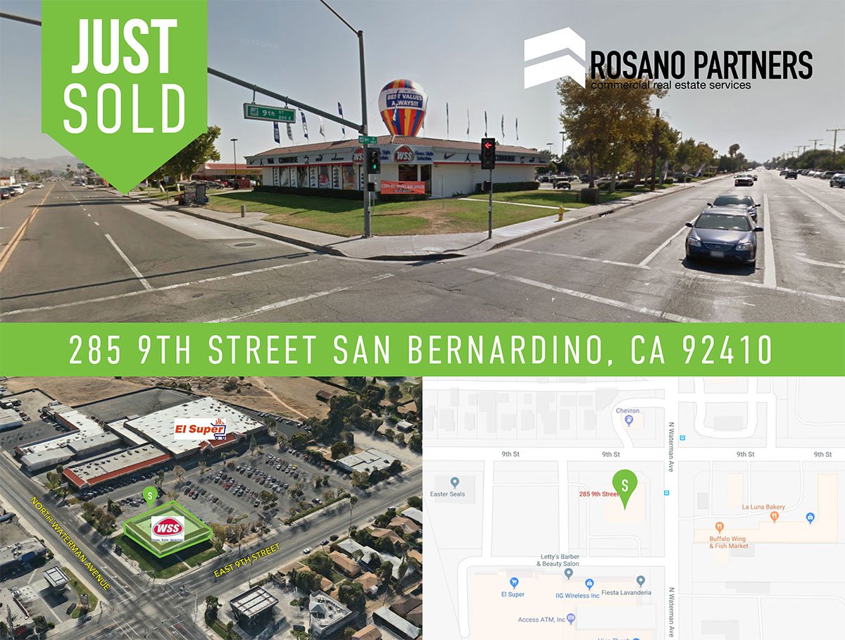 Just Sold!

Address: 285 9th Street San Bernardino, CA 92410

• Building Size: 7,920 SF
• Lot Size: 37,000 SF
 
Agent: 

Sam Kangavari
BRE: 01846336
D: 213.802.0222
E: SKangavari@rosanopartners.com

#rosanopartners #justsold #commercialrealestate #retail #wss