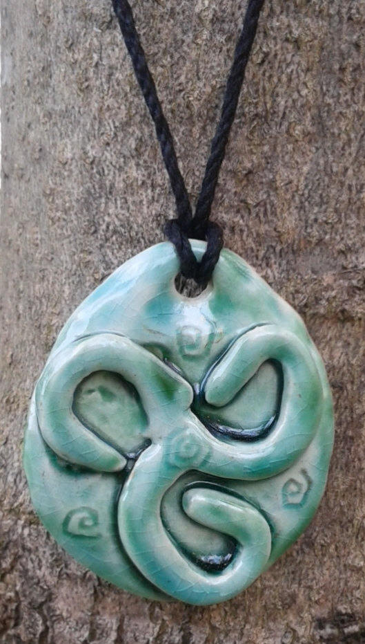 Spiral Necklace Teal Turquoise Ceramic Pendant Stone Pottery Jewelry … tuppu.net/4591b52c #love #PotteryJewelry