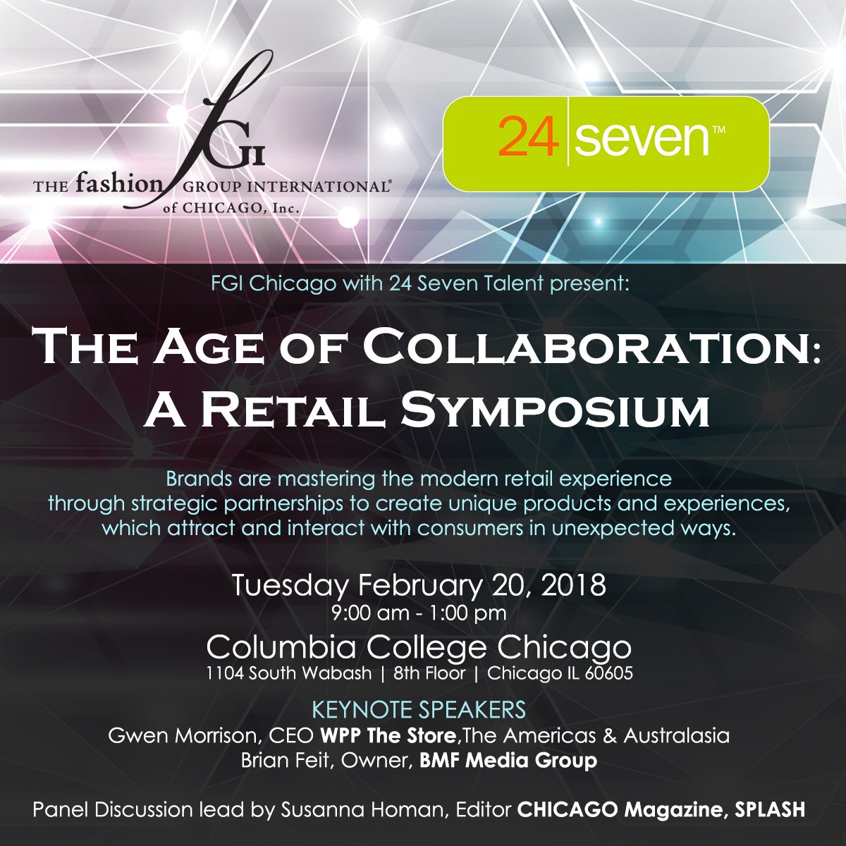 FGIChicago's tweet photo. #FGIChicago with @24seventalent presents The Age of Collaboration: A Retail Symposium. Speakers will share how the industry is interacting in unique ways to master the modern retail experience. Tickets on sale now https://t.co/1Ab8RFMReo. Purchase by 1/5 for Early Bird Pricing https://t.co/mjezOu4iwI